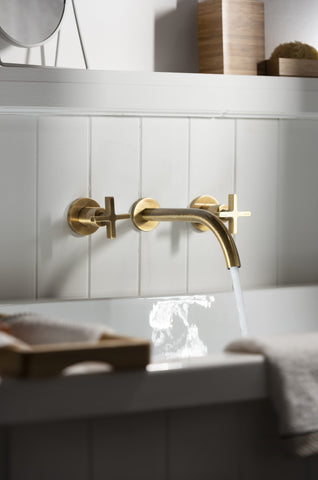 Abode Serenitie Wall Mounted Basin/Bath Mixer - Antique Brass