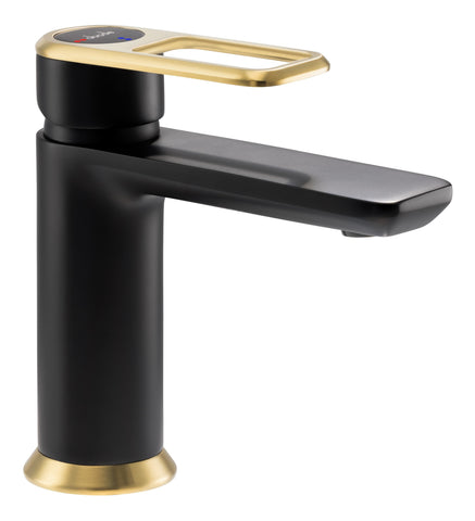 Abode Levarto Basin Mixer - Matt Black & Brass