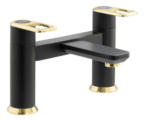 Abode Levarto Deck Mounted Bath Filler - Matt Black & Brass