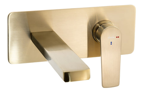 Abode Aquip Wall Mounted Basin / Bath Mixer - Brushed Brass