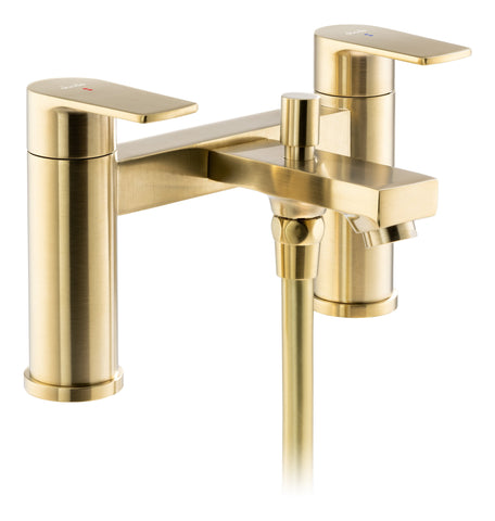 Abode Aquip Deck Mounted Bath Shower Mixer - Brushed Brass