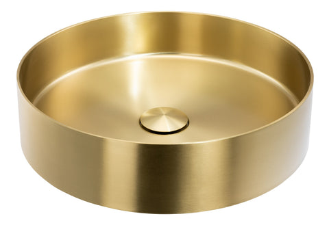 Abode Tableau/Iox Shelf & Round Basin Set - Chalk White w/Brushed Brass Finishes