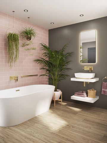 Abode Aquip Wall Mounted Basin / Bath Mixer - Brushed Brass