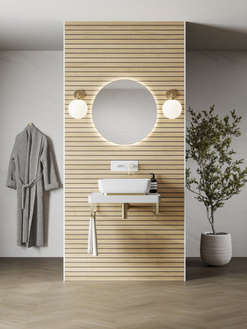 Abode Mayar 600mm Round LED Mirror - Brushed Brass