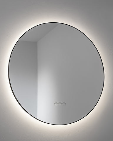 Abode Mayar 600mm Round LED Mirror - Matt Black