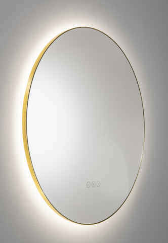 Abode Mayar 600mm Round LED Mirror - Brushed Brass