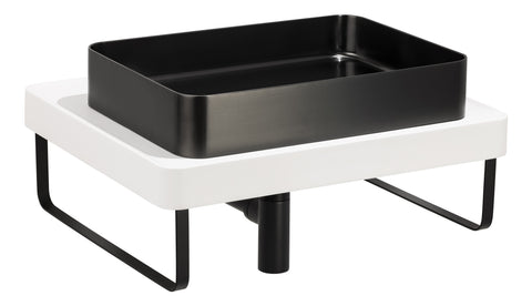 Abode Tableau/Iox Shelf & Tablet Basin Set - Chalk White w/Matt Black Finishes