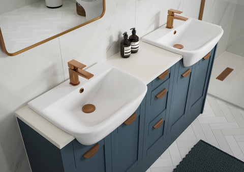 Abakan 1536mm Standard Basin  WC & 3 Drawer Unit Pack - Matt Arley Blue (Oak Cab)
