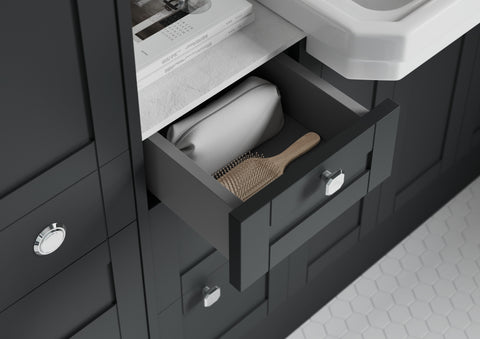 Abakan 1536mm Standard Basin  WC & 3 Drawer Unit Pack - Matt Graphite Grey (Oak Cab)