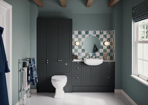 Abakan 1536mm Slim Basin  WC & 1 Door Unit Pack - Matt Graphite Grey (Grey Cab)