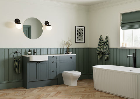 Abakan 1536mm Slim Basin  WC & 1 Door Unit Pack - Matt Green Camo (Oak Cab)
