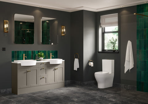 Abakan 1236mm Slim Basin & WC Unit Pack - Matt Stone (Grey Cab)