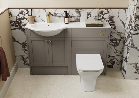 Abakan 1536mm Slim Basin  WC & 1 Door Unit Pack - Matt Stone (Grey Cab)