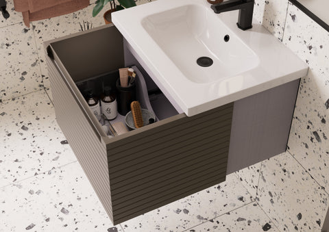 Orient 815mm Wall Hung 1 Drawer Basin Unit & 1TH Basin - Matt Taupe