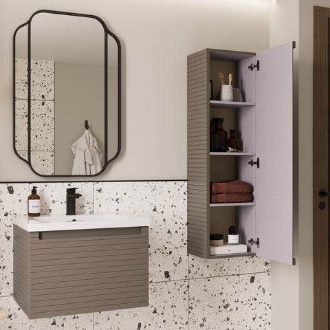Orient 615mm Wall Hung 1 Drawer Basin Unit & 0TH Thin Edge Basin - Matt Taupe