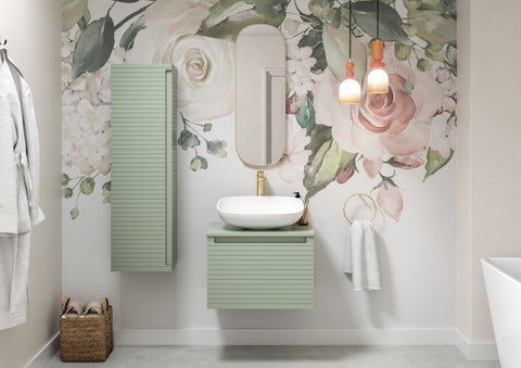 Orient 810mm Wall Hung 1 Drawer Basin Unit & Worktop - Matt Willow Green