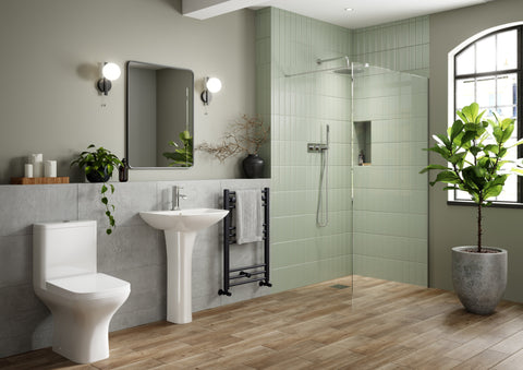 Cedar Rimless Short Projection Close Coupled Open Back WC & Wrapover Soft Close Seat