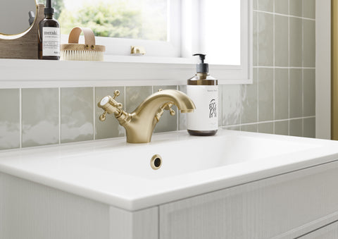 Tain Floor Standing Bath/Shower Mixer & Shower Kit - Brushed Brass