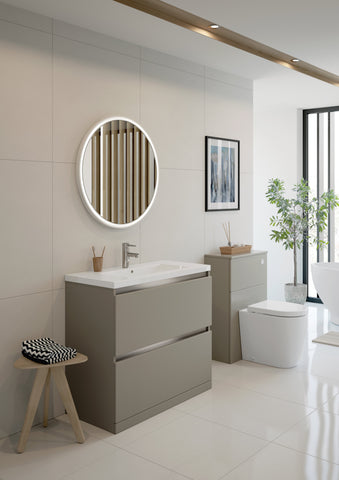 Camel 600mm 2 Drawer Floor Standing Basin Unit (No Top) - Matt Latte