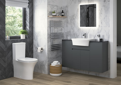 Cauvery 1536mm Standard Basin  WC & 1 Door Unit Pack - Matt Graphite Grey (Grey Cab)