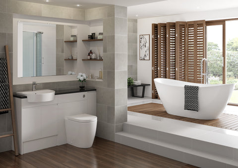 Cauvery 600mm Standard WC Unit - White Gloss (Grey Cab)