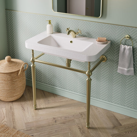 Cecil 610mm 1TH Console Basin - Brushed Brass
