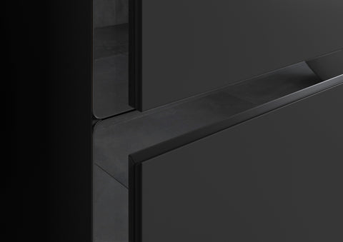 Distinct 815mm Wall Hung 2 Drawer Basin Unit & 1TH White Basin - Matt Black & Glass