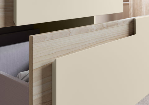 Distinct 500mm WC Unit - Matt Cotton & Oak Effect