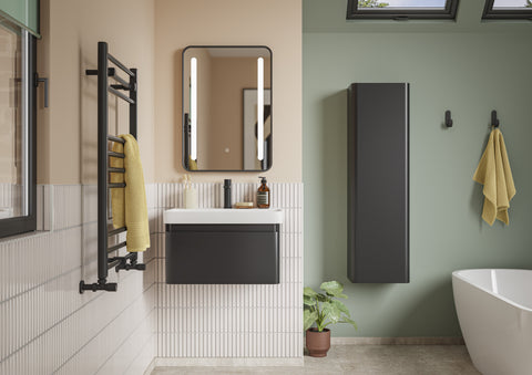 Cosie 605mm Wall Hung 1 Drawer Basin Unit & Basin - Matt Black
