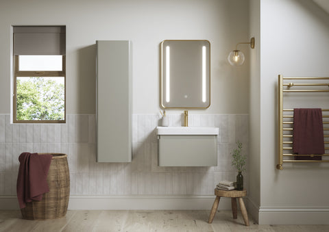 Cosie 605mm Wall Hung 1 Drawer Basin Unit & Basin - Matt Latte