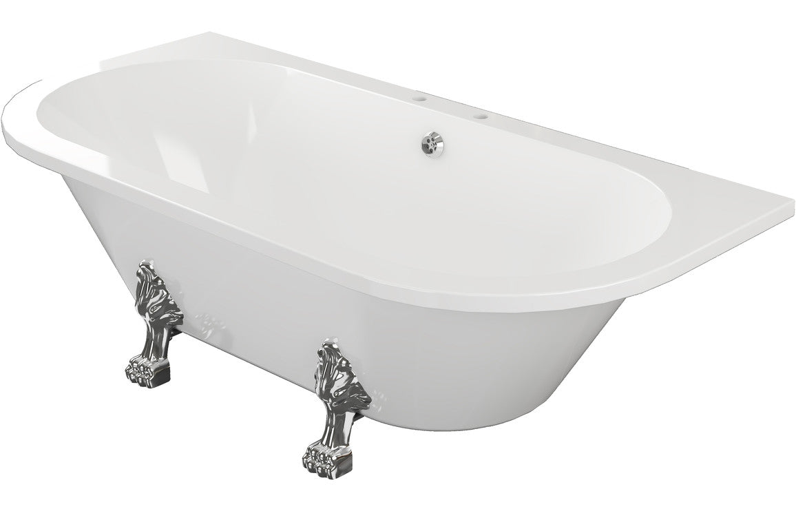 Findham Freestanding Back To Wall 1700x800x600mm 2TH Bath w/Feet - White