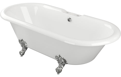Ribble Freestanding 1690x740x620mm 2TH Bath w/Feet - White