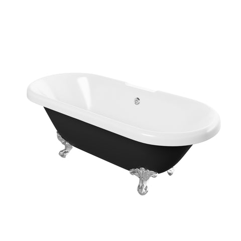 Ribble Freestanding 1690x740x620mm 2TH Bath w/Feet - Black