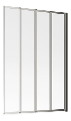 815x1400mm Framed Four Fold Bath Screen (6mm) - Chrome