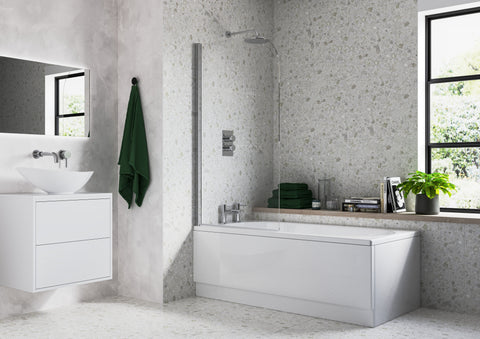 800x1400mm Radius Bath Screen (6mm) - Chrome