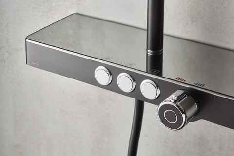 Vema Thermostatic Shower Column w/Fixed Head  Riser  Shelf & Foot Wash - White/Chrome