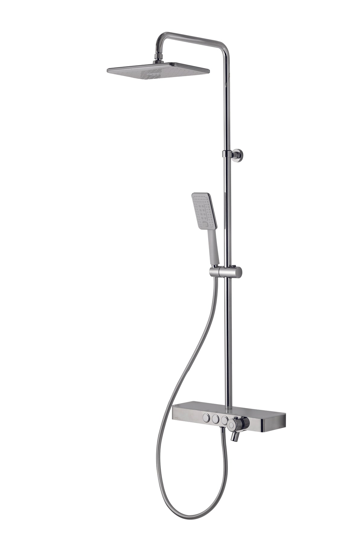 Vema Thermostatic Shower Column w/Fixed Head  Riser  Shelf & Foot Wash - White/Chrome
