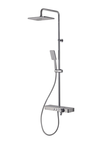 Vema Thermostatic Shower Column w/Fixed Head  Riser  Shelf & Foot Wash - White/Chrome