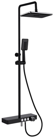 Vema Thermostatic Shower Column w/Fixed Head  Riser  Shelf & Foot Wash - Black