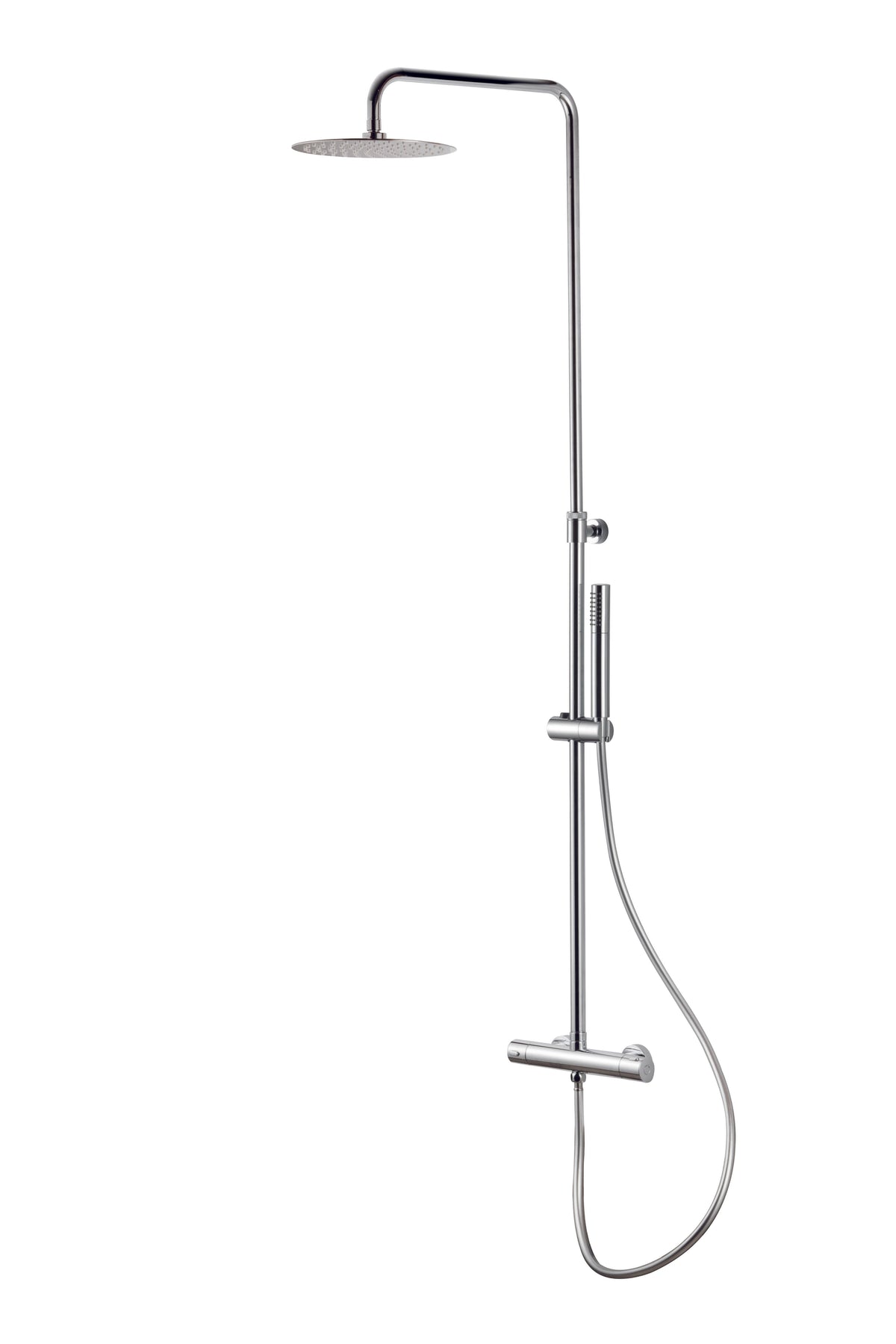 Vema Thermostatic Round Bar Valve w/Fixed Head & Riser - Chrome