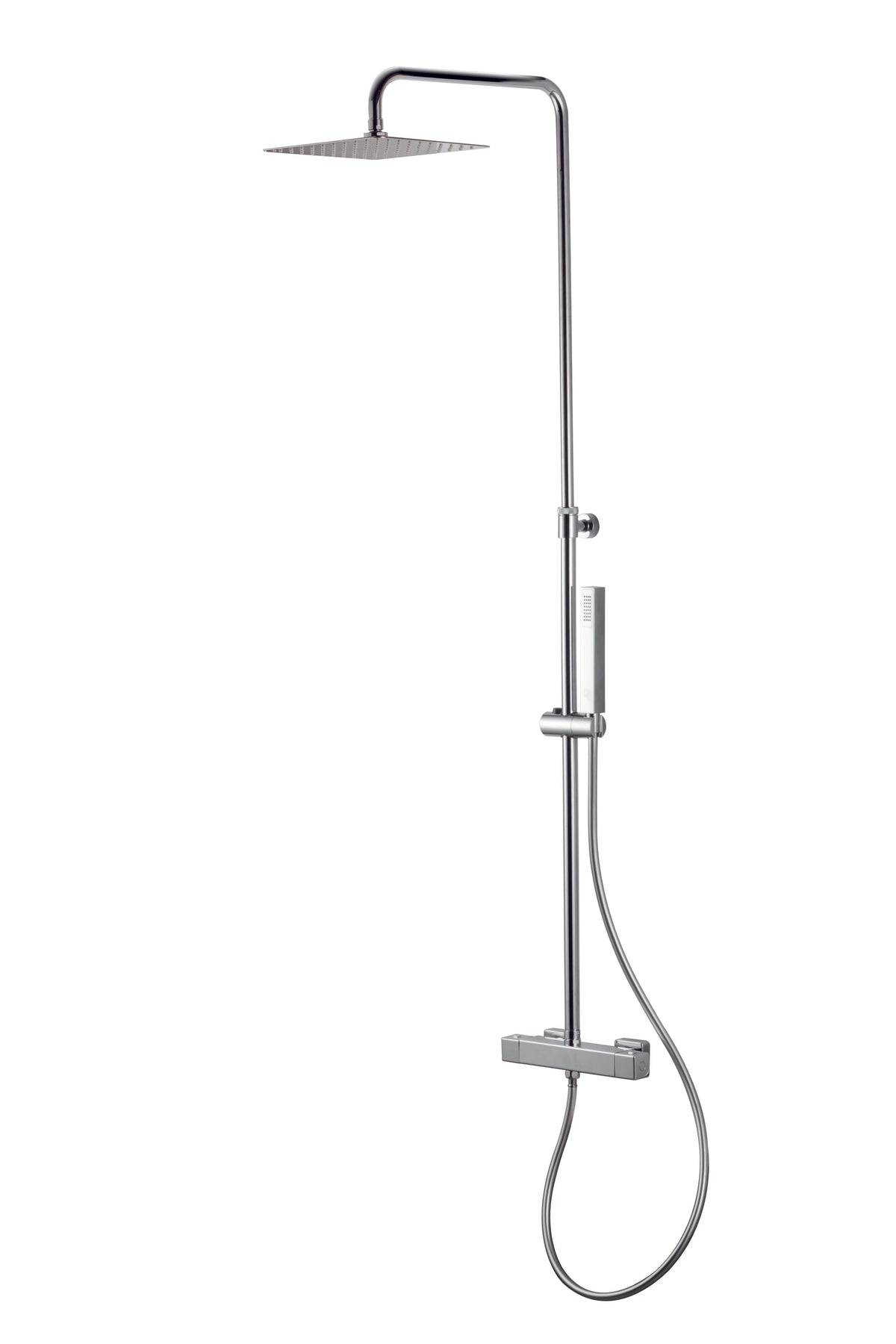 Vema Thermostatic Square Bar Valve w/Fixed Head & Riser - Chrome
