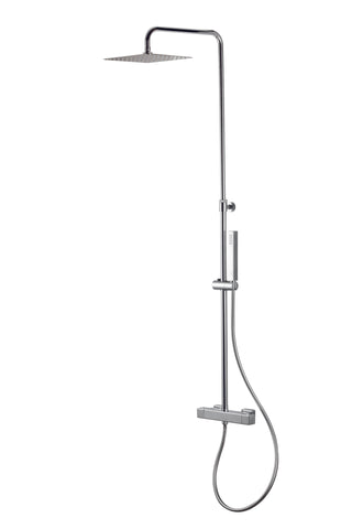 Vema Thermostatic Square Bar Valve w/Fixed Head & Riser - Chrome