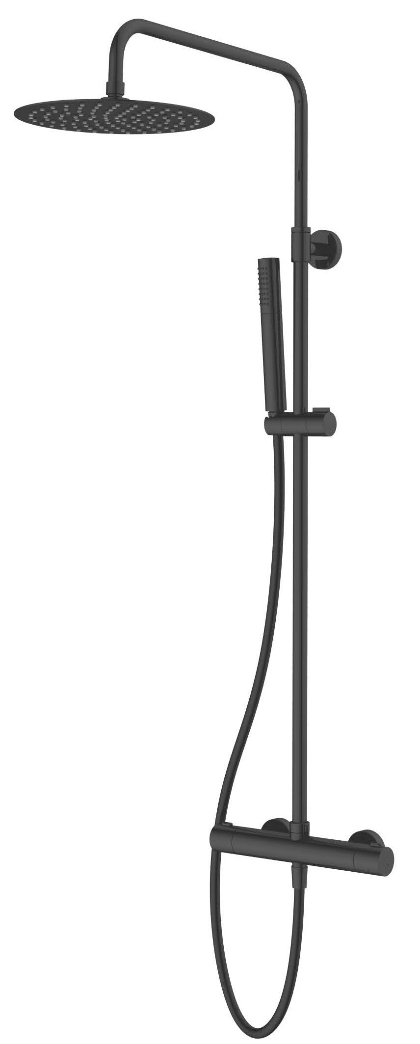 Vema Thermostatic Shower Column w/Fixed Head & Riser - Matt Black