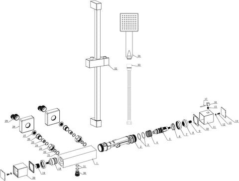 Aray Cool-Touch Thermostatic Bar Mixer Shower - Chrome