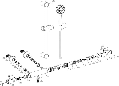 Teithil Cool-Touch Thermostatic Bar Mixer Shower - Chrome