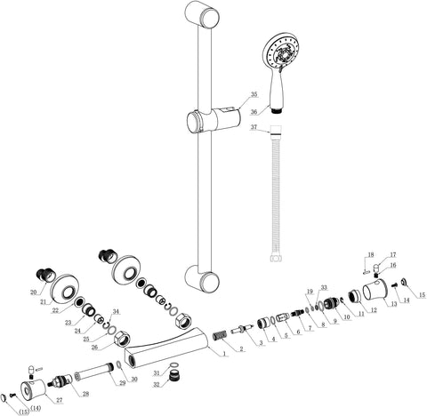 Ella Low Pressure Thermostatic Bar Mixer Shower - Chrome