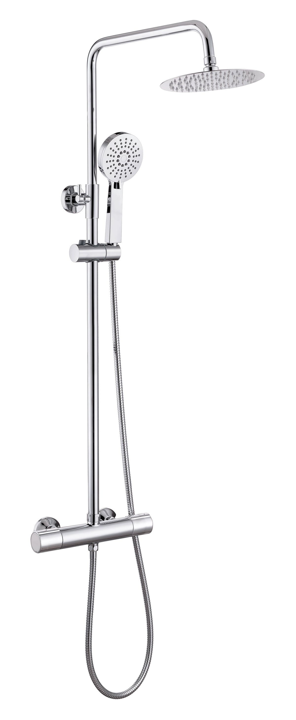 Teithil Cool-Touch Thermostatic Mixer Shower w/Riser & Overhead Kit - Chrome