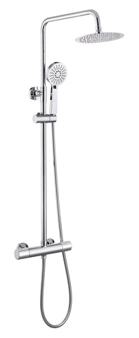 Teithil Cool-Touch Thermostatic Mixer Shower w/Riser & Overhead Kit - Chrome