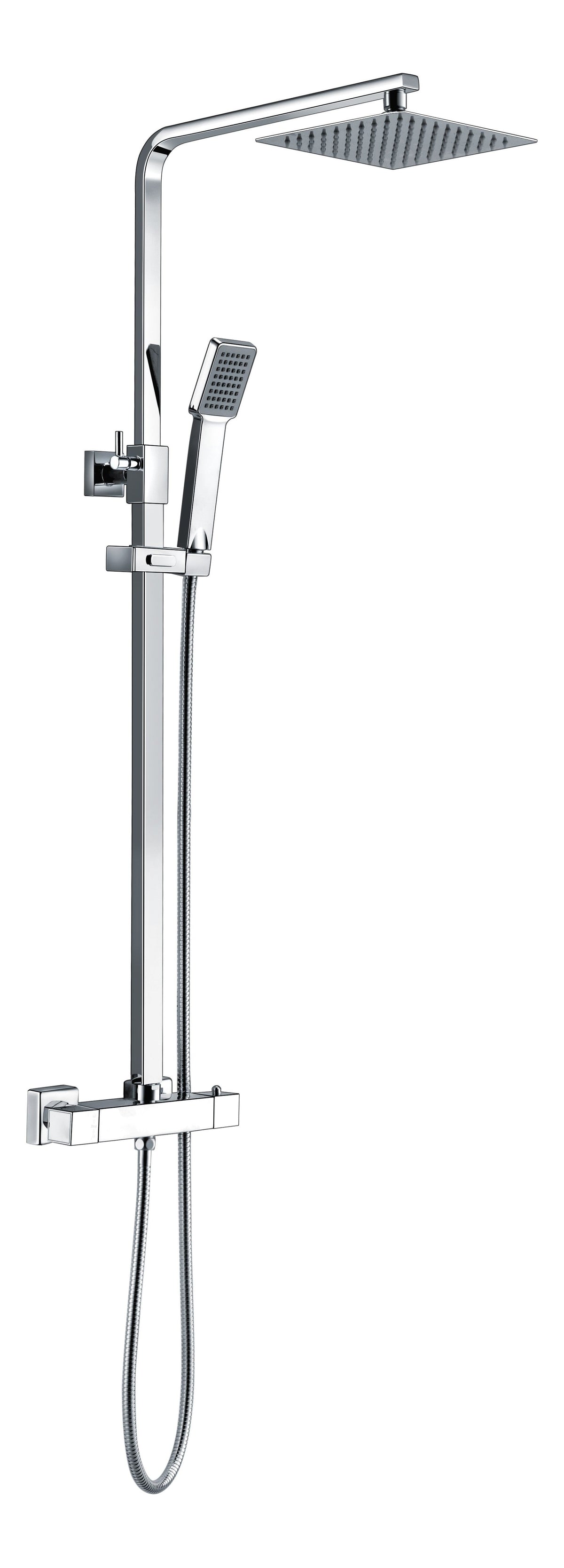 Colne Square Thermostatic Bar Mixer w/Riser Kit - Chrome