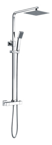 Square Thermostatic Bar Mixer w/Riser Kit - Chrome